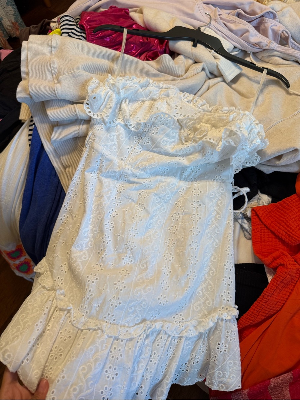 White Eyelet Ruffle Kids Dress - Brand Not Visible